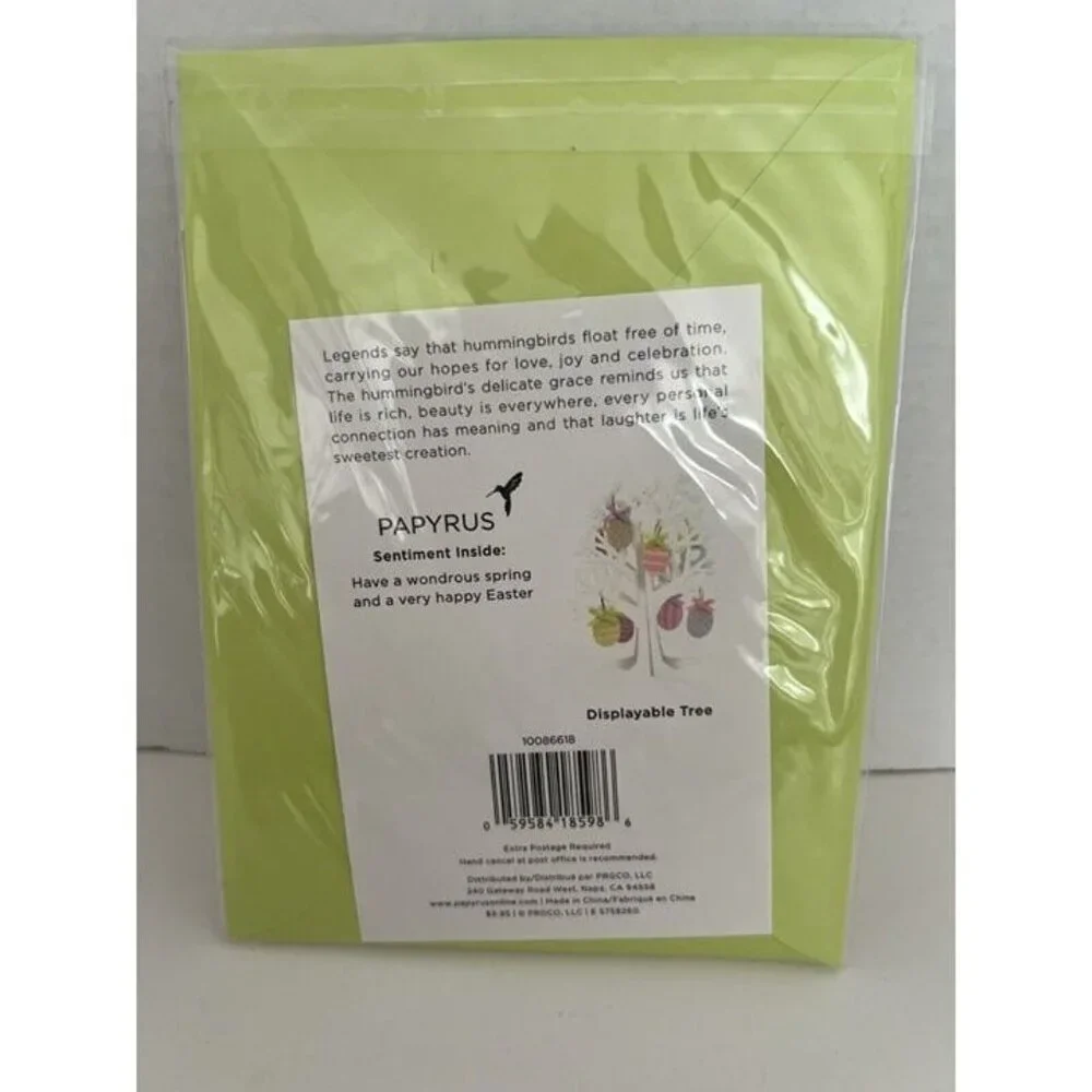 PAPYRUS Greeting Card Displayable 3D Easter Tree Egg‎ Ornaments Green Envelope